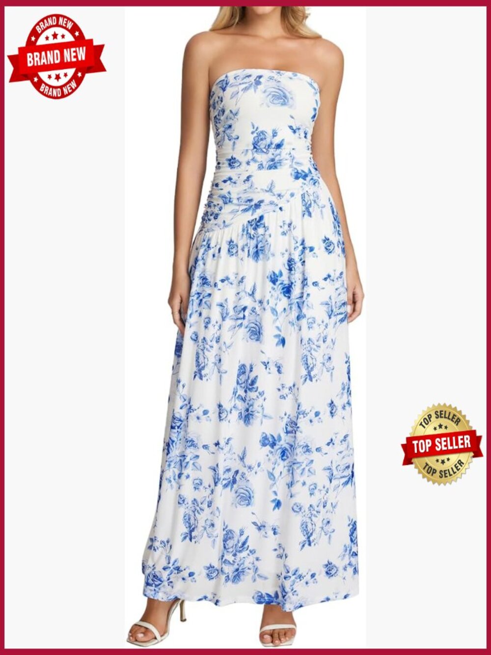 Tube Top Floral Maxi Dress Strapless Summer Flowly Casual Formal Wedding Guest